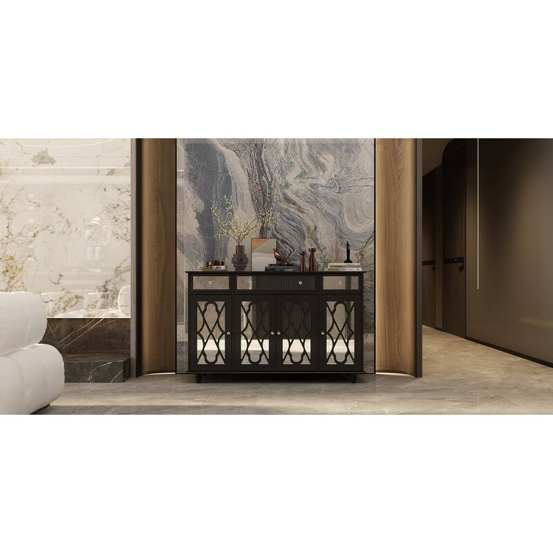 Timechee 55.1'' Accent Storage Cabinet Mirror Sideboard Buffet Cabinet