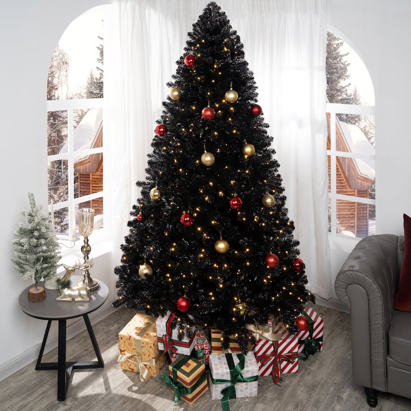Black Christmas Tree Prelit Realistic Dusky Artificial Christmas Tree with Lights