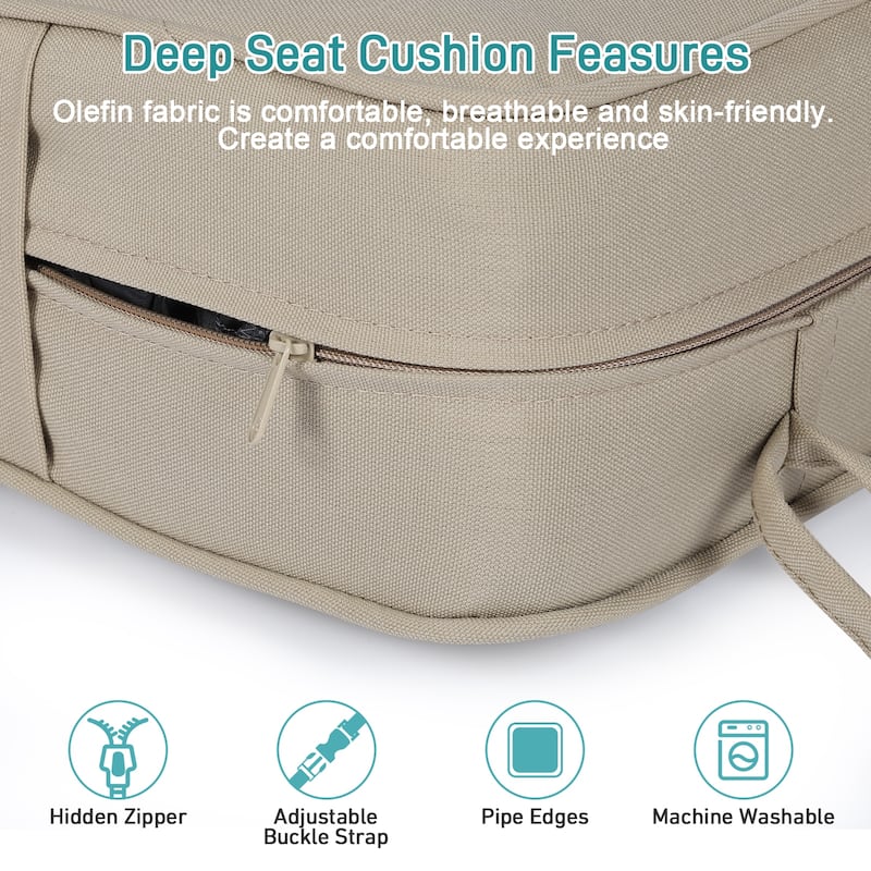 Aoodor Outdoor Deep Seat Chair Cushion Set (2 Back 2 Seater 2 Pillow)