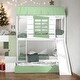 preview thumbnail 1 of 13, Twin Over Twin Bunk Bed With Convertible Slide And Trundle for Bedroom Green+White