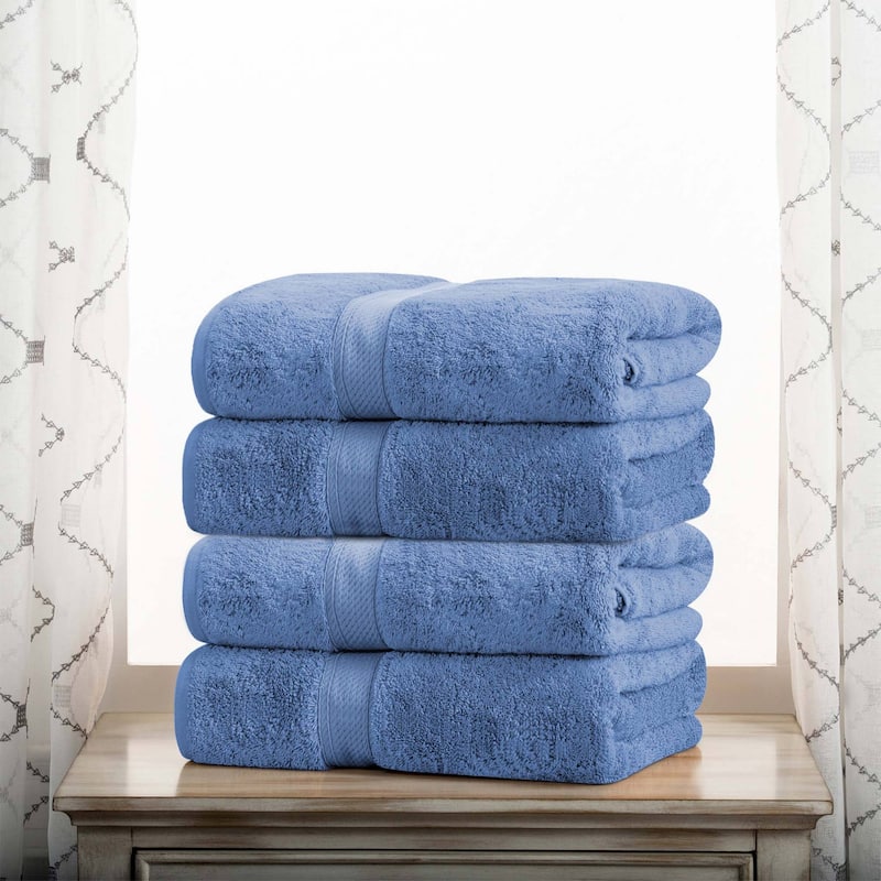 Superior Egyptian Cotton Pile Heavyweight Bath Towel Set of 4 - Denim Blue