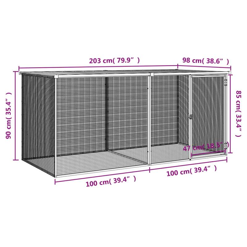 vidaXL Chicken Cage with Roof Metal Chicken Run Animal House Galvanized Steel