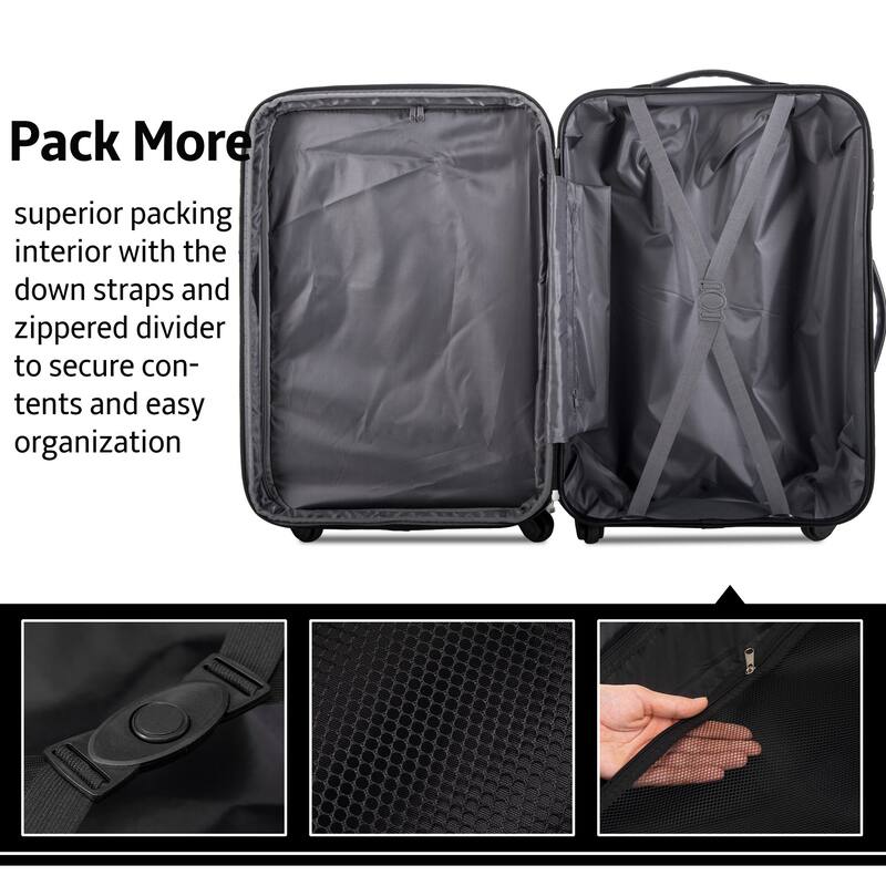 Trunk Sets 3 Piece Hardside Shell Luggage Set with Spinner Wheels, TSA