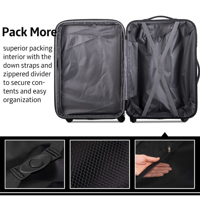 Trunk Sets 3 Piece Hardside Shell Luggage Set with Spinner Wheels, TSA ...