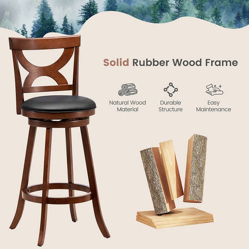 Gymax 4pcs 30.5'' Bar Stools Swivel Bar Height w/ PVC Leather