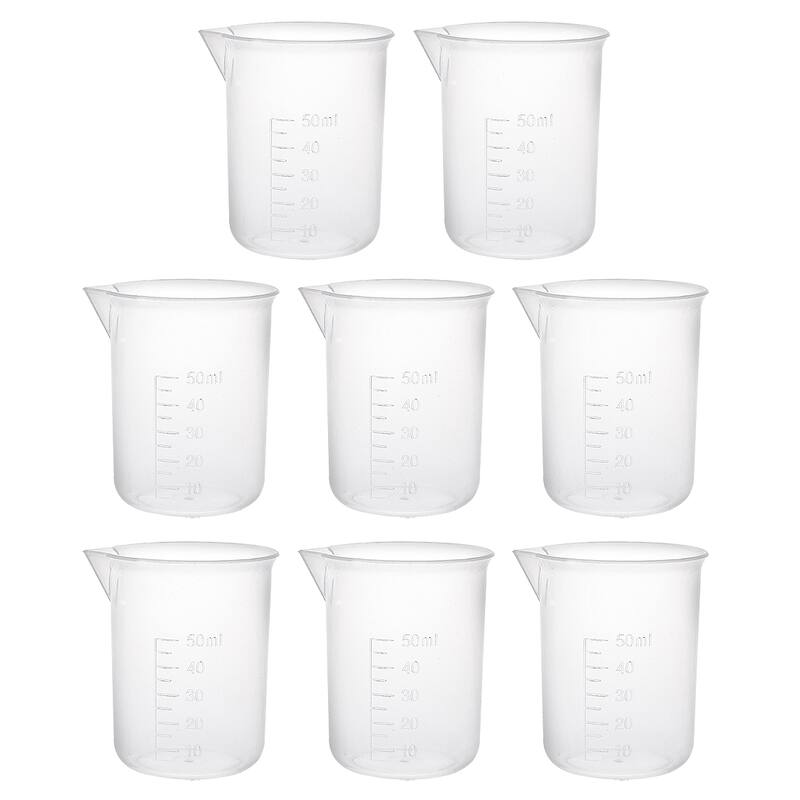 8pcs Measuring Cup Labs Clear PP Plastic Graduated Beakers