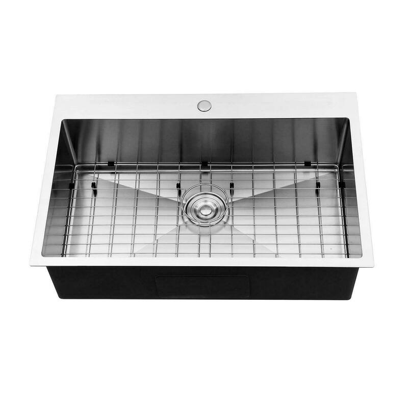 33" Stainless Steel Drop-in Kitchen Sink, Single Bowl Topmount Sink - 33" X 22"