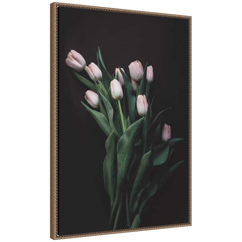 Kate and Laurel Blush Tulips by Emiko and Mark Franzen F2 Images Framed Canvas Wall Art Print - 23x33