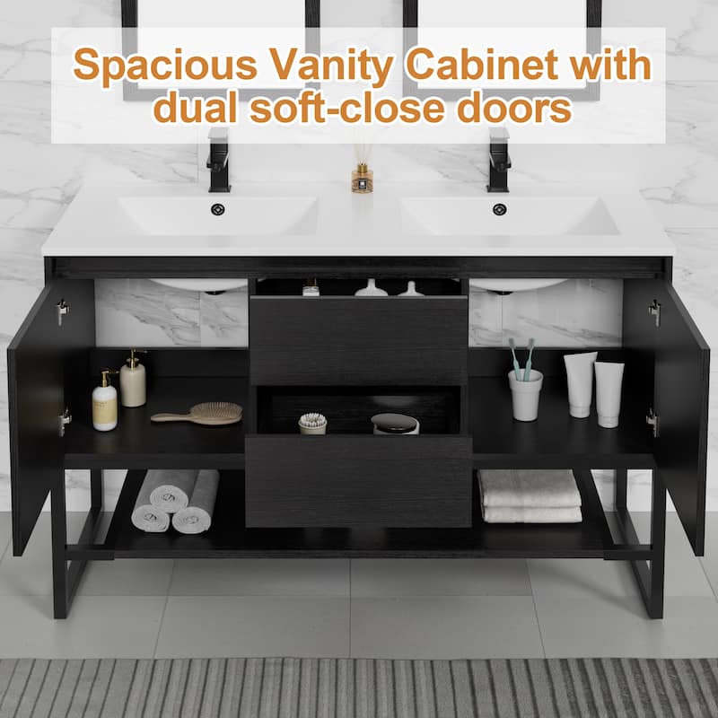 Bathroom Vanity Set Under-mount Ceramic Sink Combo Free Standing