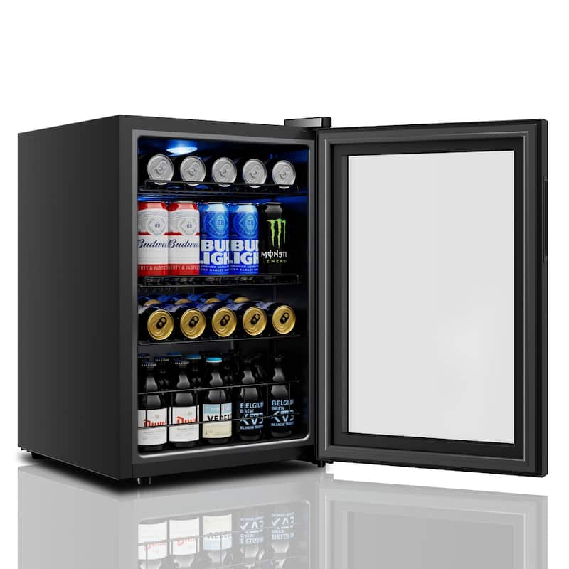 77 cans Beverage Refrigerator, Mini Fridge with Adjustable Shelves