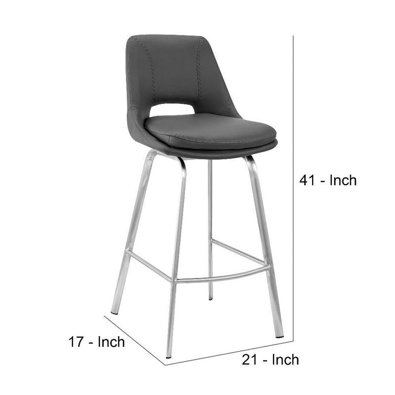 30 Inch Open Back Leatherette Swivel Bar Stool