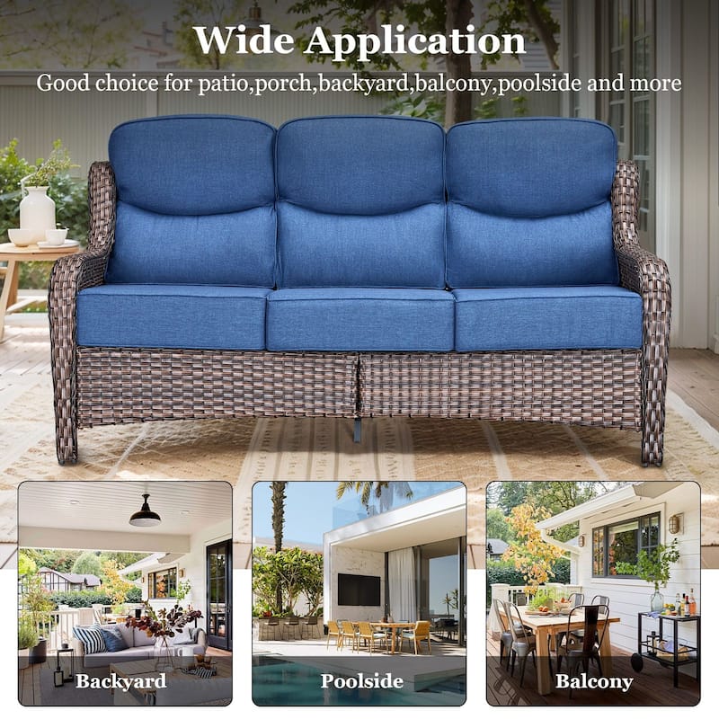 Outdoor Sofa with 6-Inch Thick Cushions Furniture for Porch