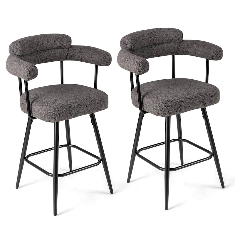 Costway 27” Swivel Bar Stool Set of 2/4 with Curved Back & Arms & - See Details - Gray-2 PCS - Set of 2