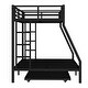 preview thumbnail 9 of 10, Metal Bed Frame Twin Over Full Bunk Bed with Twin Size Trundle Bed, Built-in Ladder and Full-Length Guardrails for Kids