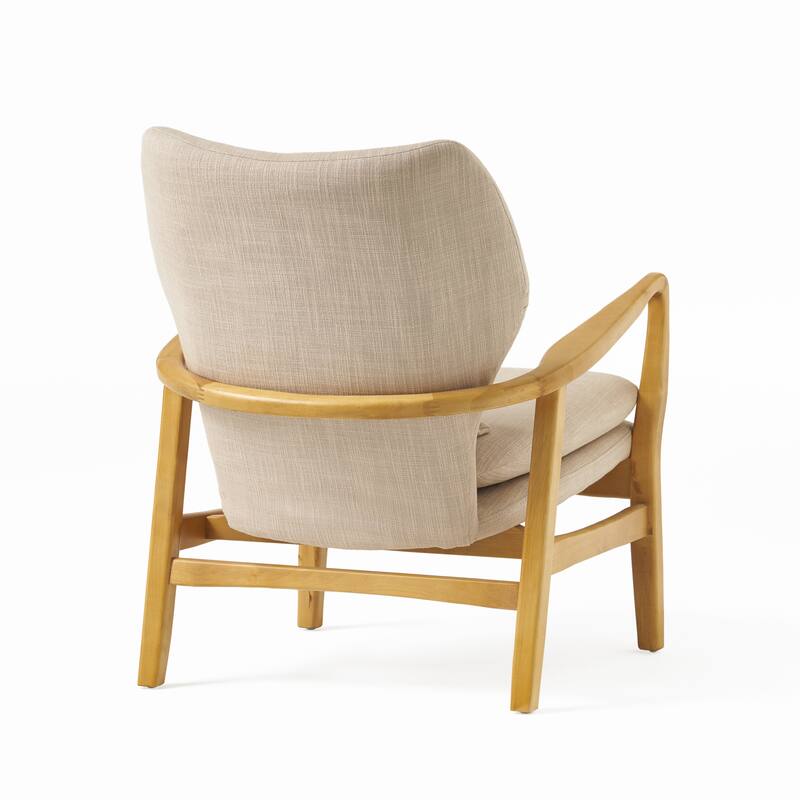Mid-century Modern Club Chair, Upholstered Armchair With Birch Wood Legs
