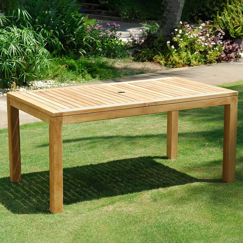 Amazonia Brown Rectangular Teak Wood Outdoor Dining Table - 63 in. L x 35 in. W x 30 in. H
