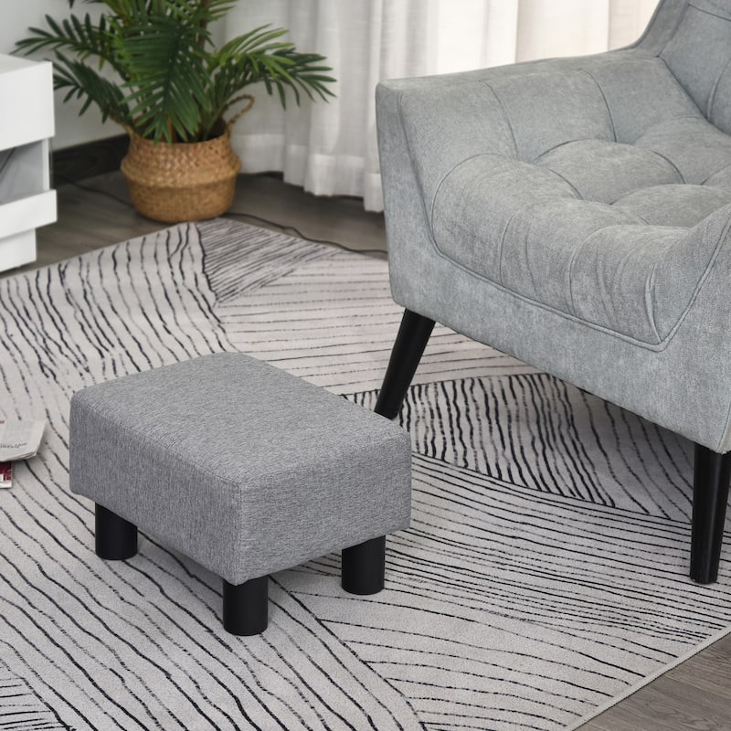Ottoman Foot Rest, Small Foot Stool with Linen Fabric Upholstery and Plastic Legs, Cube Ottoman for Living Room,