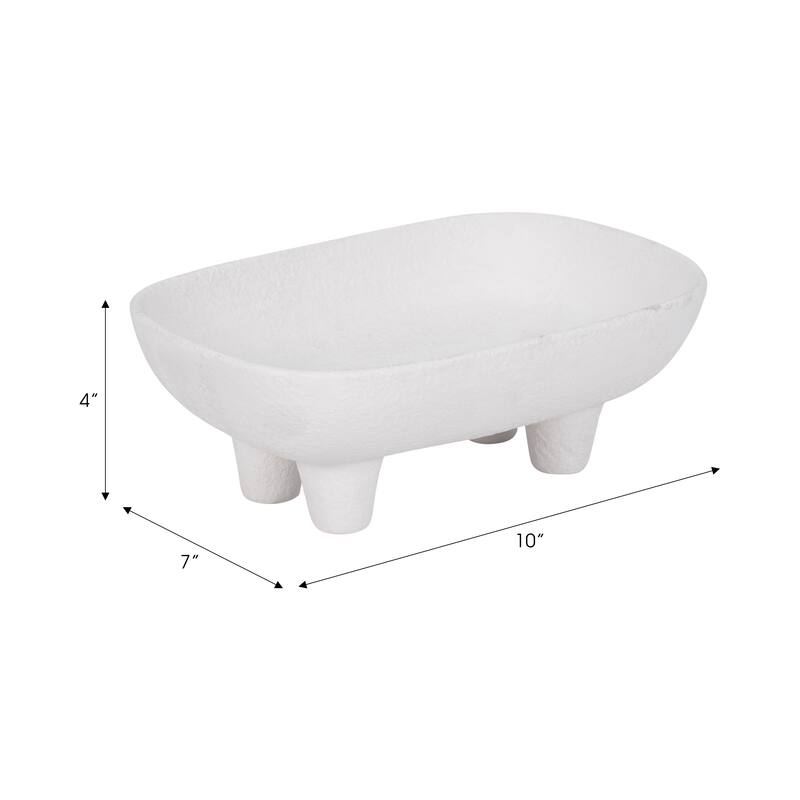 Decorative Ceramic Rounded Rectangle Bowl - Home Decor - 10", White - 10.0"