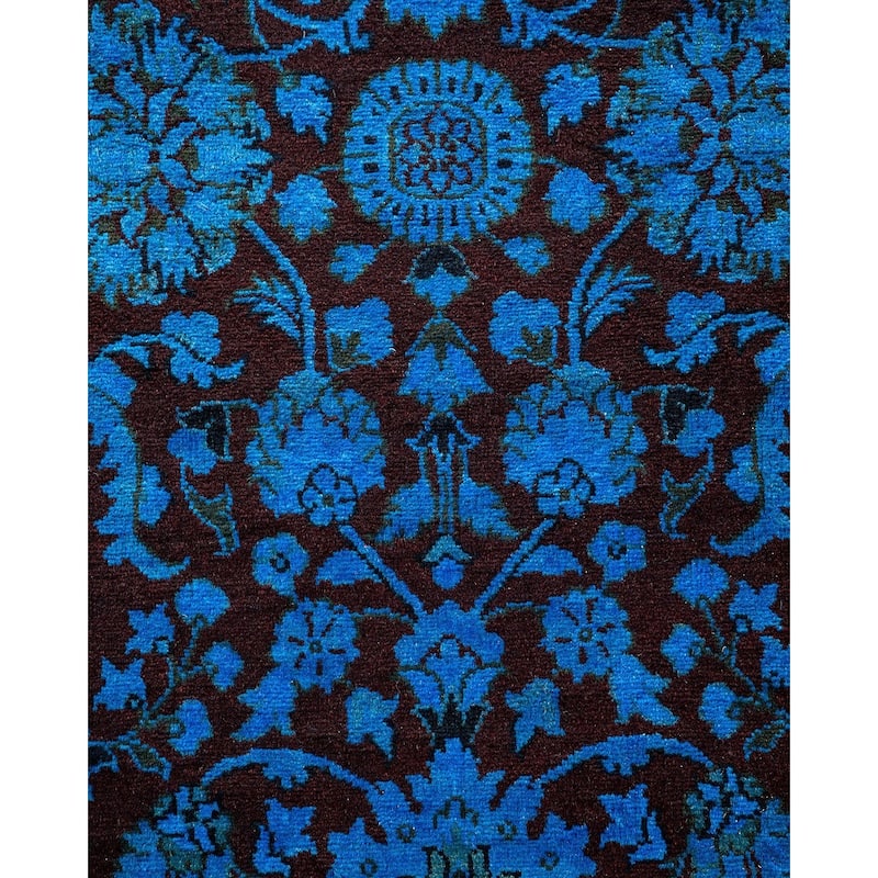 Overton Hand Knotted Wool Vintage Inspired Modern Contemporary Overdyed Blue Runner Rug - 2' 6" x 12' 1"