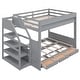 preview thumbnail 6 of 34, Full Over Full/Futon Bunk Bed with Storage Staircase and Drawers, Kids Wood Convertible Bunk Bed Frame with Bedside Table