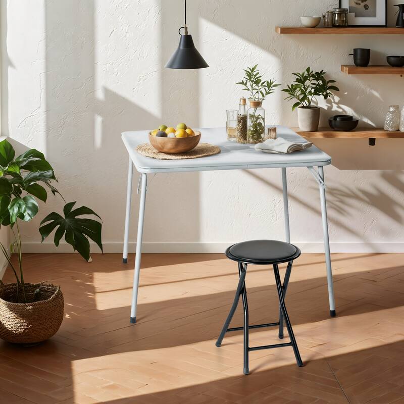 Homy Casa Modern Paded Square Dining Table with Easy-Clean PVC Top - Grey