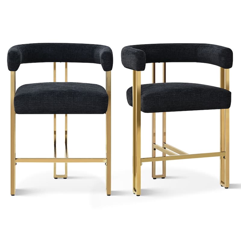 Upholstered Gold Chenille Counter Stool (Set of 2)