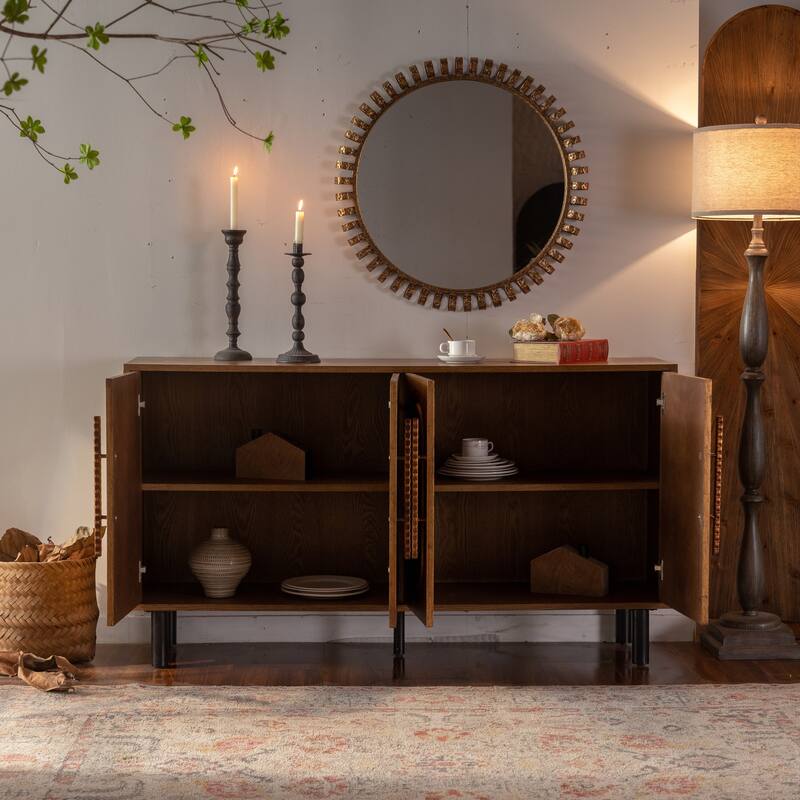 Sideboard Buffet Cabinet with Storage - Wood Kitchen Cabinet with Adjustable Shelf