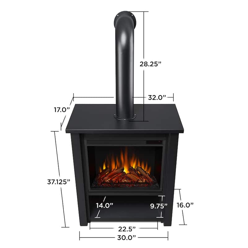 Hollis 32" Rustic Black Electric Fireplace by Real Flame