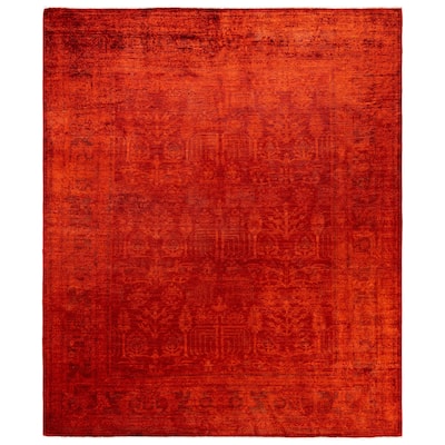 Overdyed One-of-a-Kind Hand-Knotted Area Rug - Orange - 8' 2" x 9' 10"