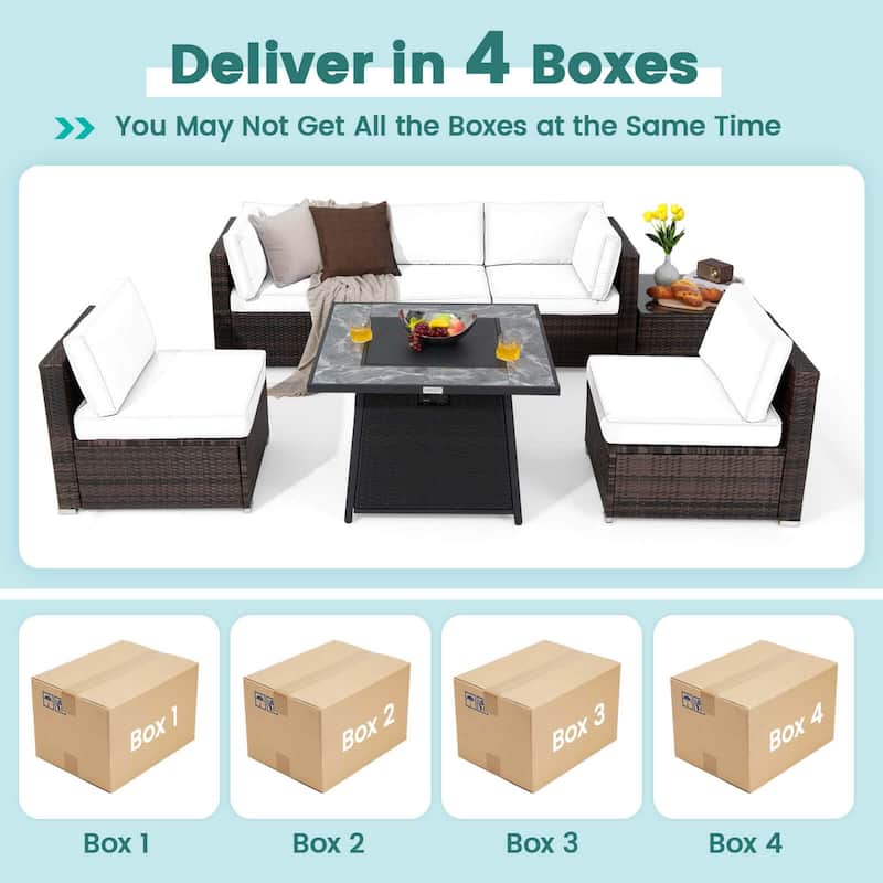 Costway 7 PCS Patio Furniture Set with 35" Propane Gas Fire Pit Table - See Details