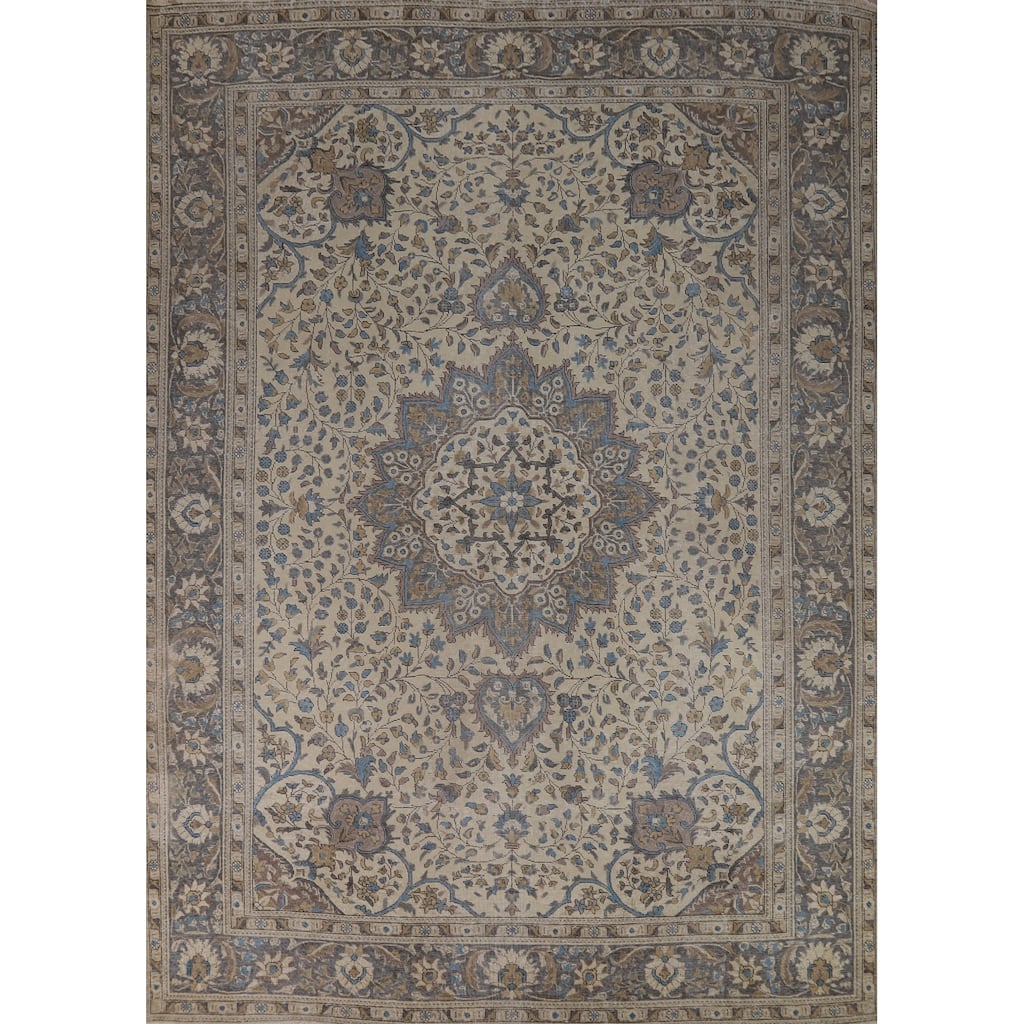 Medallion Tabriz Persian Area Rug Handmade Floral Wool Carpet - 9'5"x 12'10"