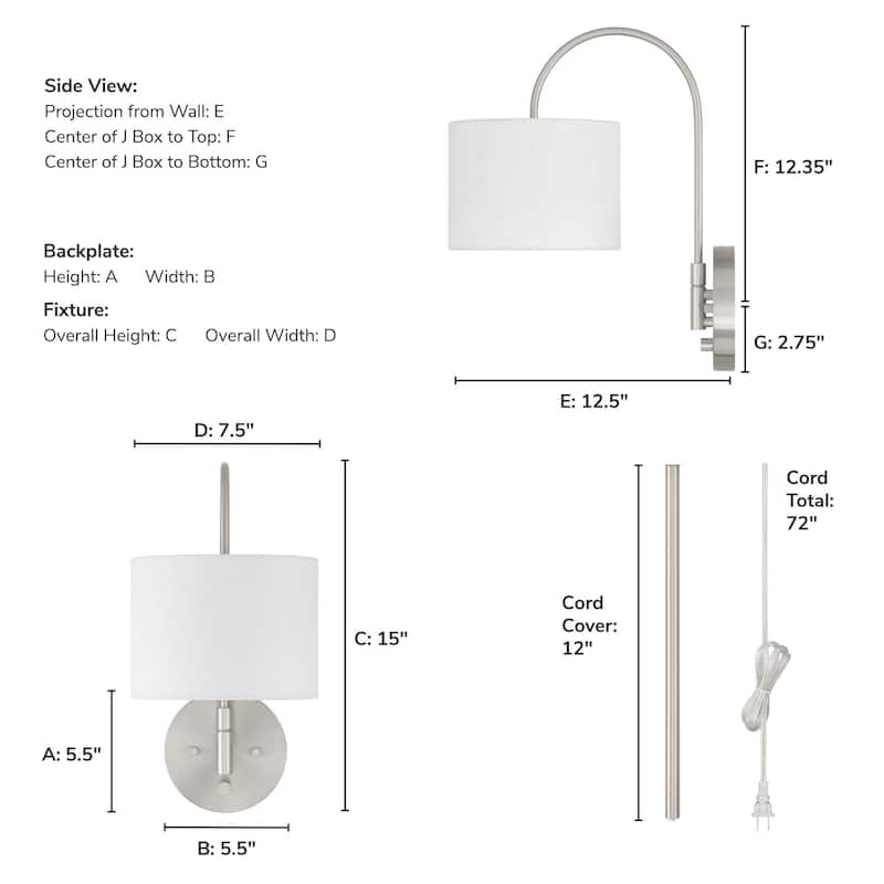 Hunter Horizon 1-Light Wall Sconce - Bedroom, Bathroom, Hallway, Living Room - Transitional