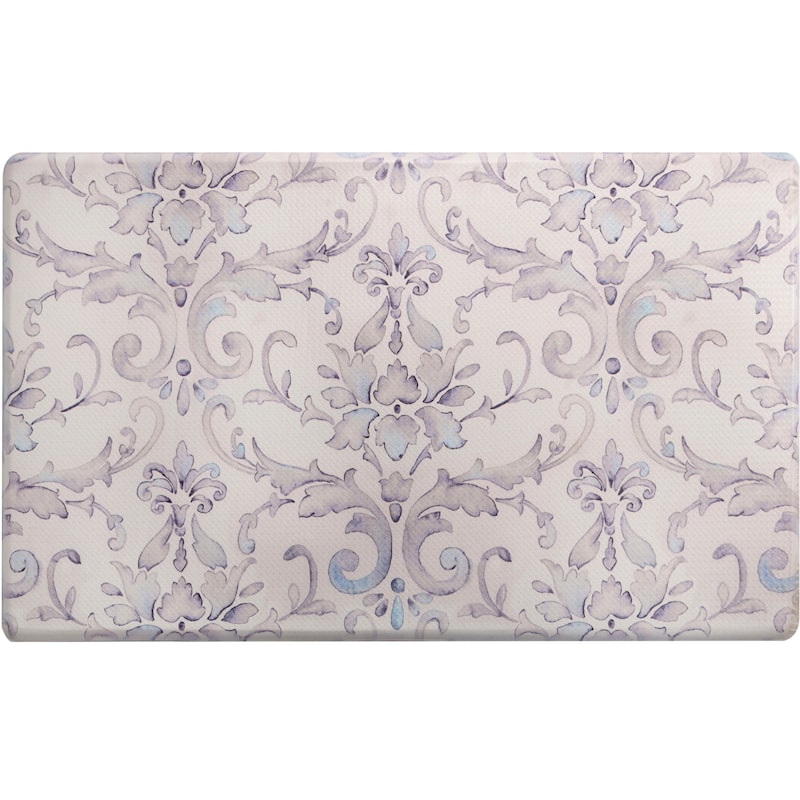 SoHome Cozy Living Watercolor Damask Anti-Fatigue Kitchen Mat - 20"x36 - Cream/Blue