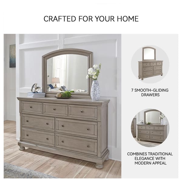 Signature Design by Ashley Lettner Light Gray Dresser and Mirror - Bed Bath & Beyond