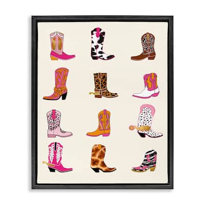 Stupell Bright Cowboy Boots & Spurs Framed Floater Canvas Wall Art Design By Susan Arnot