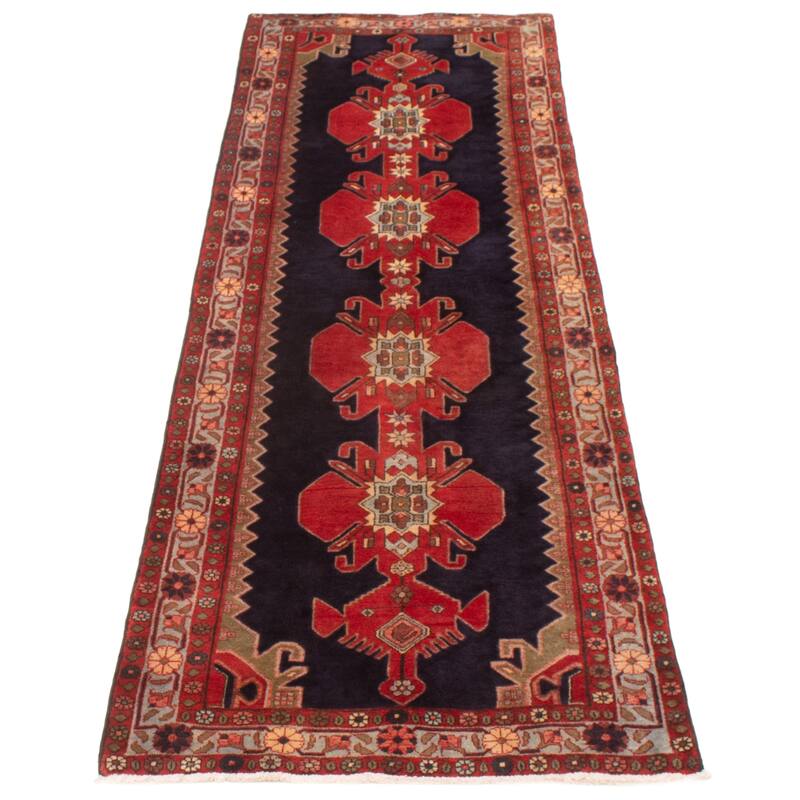 ECARPETGALLERY Hand-knotted Konya Anatolian Navy, Red Wool Rug - 3'1 x 9'7