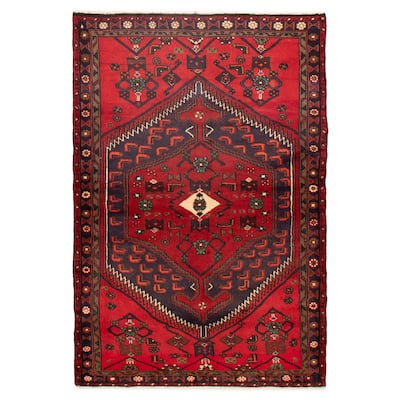 ECARPETGALLERY Hand-knotted Andelz Red Wool Rug - 4'5 x 6'5