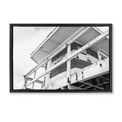 Stupell Lifeguard Building on Beach Framed Floater Canvas Wall Art Design By Seven Trees Design