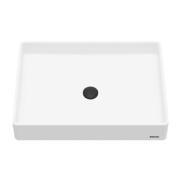 slide 2 of 9, Karran Sternhagen SQS500 Quartz 23-5/8 inch x 17-3/4 inch Rectangular Bathroom Vessel Sink White