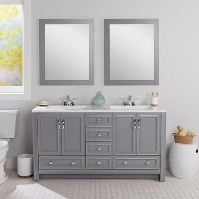 Spring Mill Cabinets Nimay 60.5" Double Bathroom Vanity With 5 Drawers, 2 Cabinets, and White Sink Top