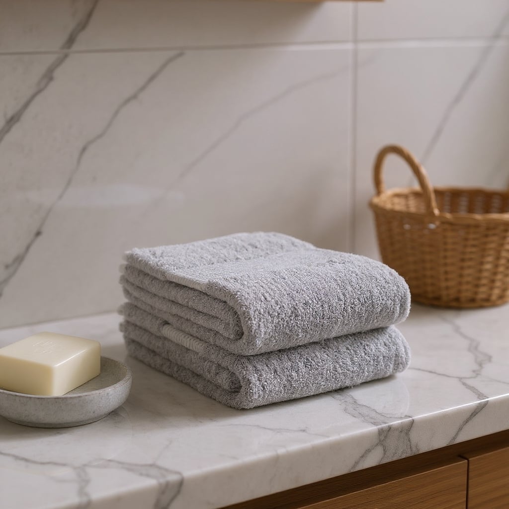 HomeRoots Set of Two Light Gray Cotton 16" X 30" Quick Dry Terry Cloth Hand Towels - 30.00' X '16.00' X '1.00