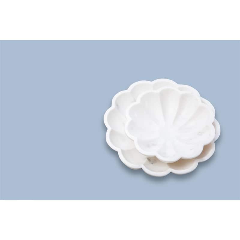 Lg. White Marble Lotus Bowl 9"Dia