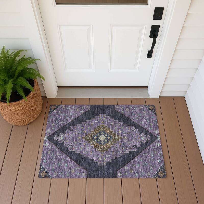 Machine Washable Indoor/ Outdoor Global Marrakesh Chantille Rug - Plum - 1'8" x 2'6"