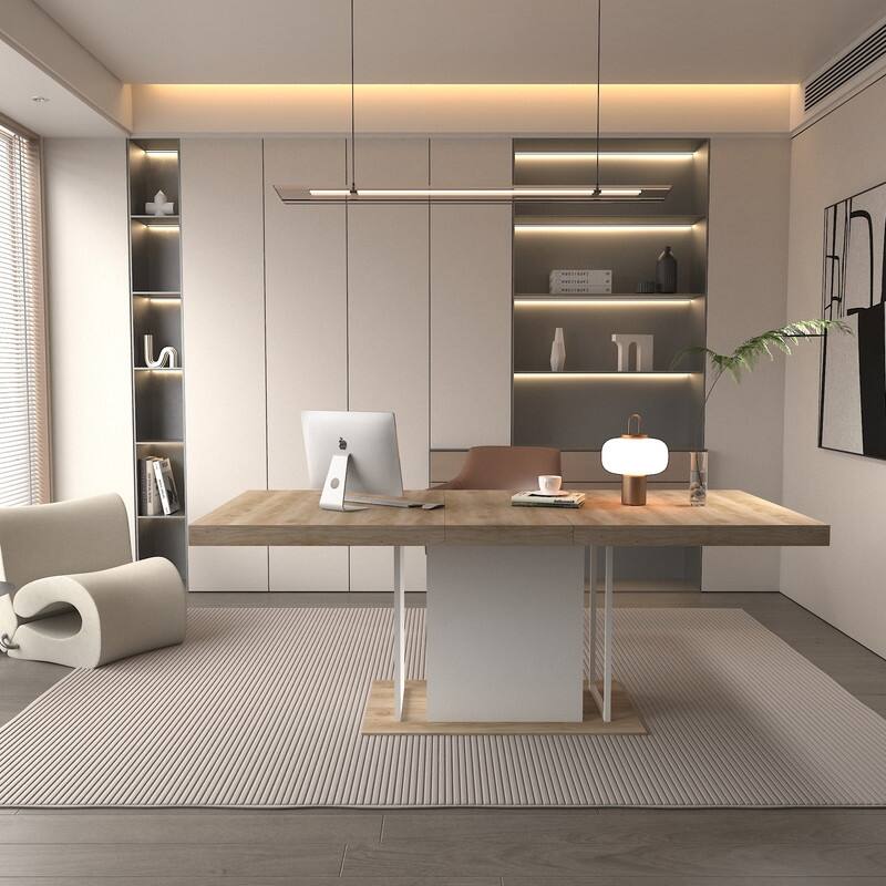 Rectangle extendable dining table for 6-10 people aged effect wood