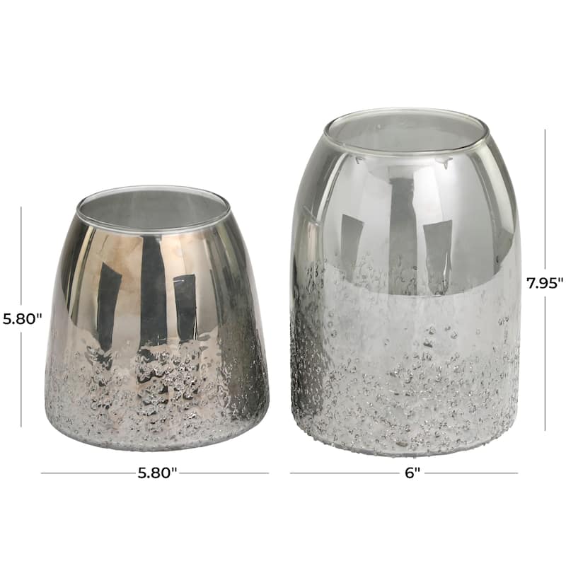 Gray Glass Textured Decorative Vase (Set of 2) - 8", 6"H