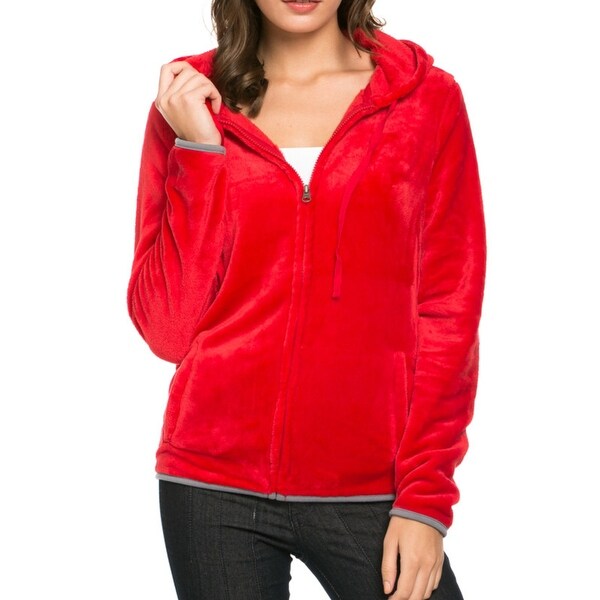 Download Women's Full Zip Fleece Hoodie Jacket Red - Overstock ...