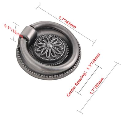 Utopia Alley Medici Cabinet Ring Pull Knob - Decorative Cabinet Pewter Drop Pull Knobs - Metal Drawer Pull Knobs 1 5/8"