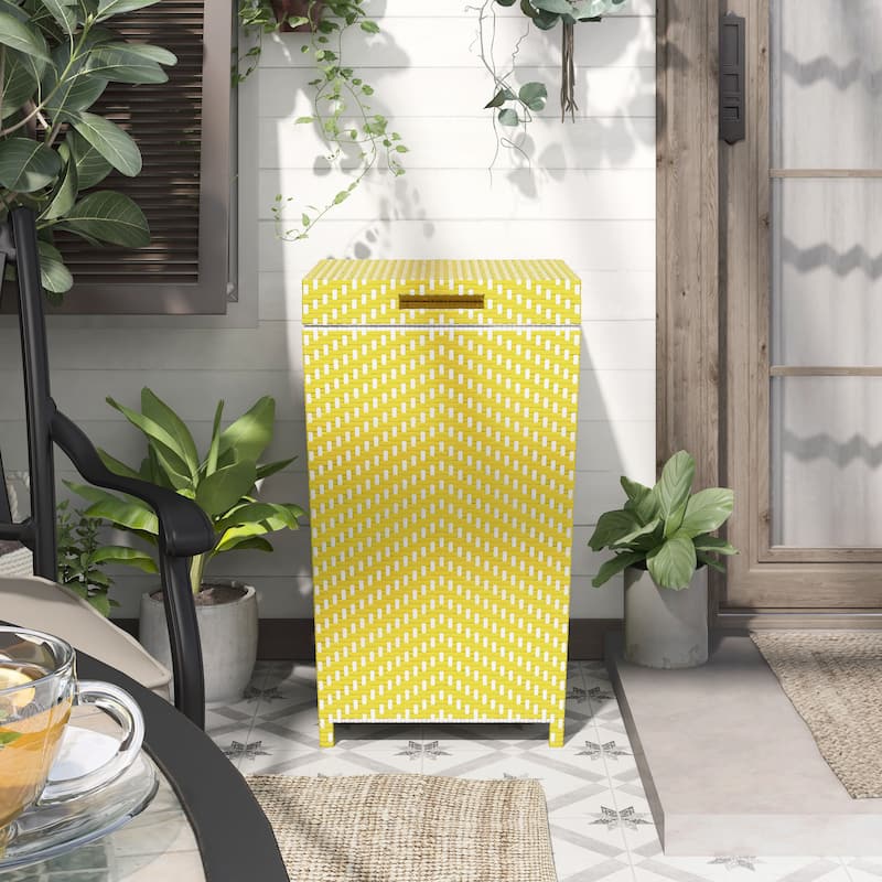 Courtnie Contemporary Wicker Outdoor Poolside Towel Hamper by Furniture of America