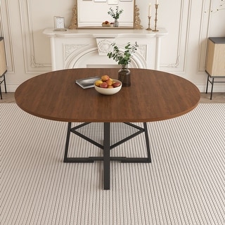 Roomfitters 47 Inch Extendable Round Dining Table for 4-8 with Storage ...