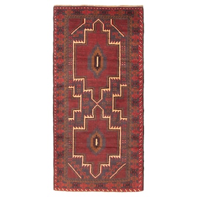 ECARPETGALLERY Hand-knotted Baluch Red Wool Rug - 3'4 x 6'8